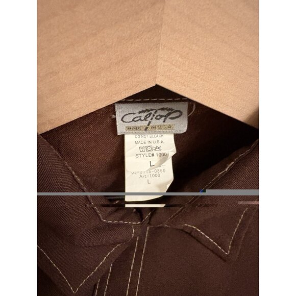 Vintage CalTop Shirt Mens Large Brown Contrast Stitch Lowrider OG Chicano 90s - Picture 3 of 3